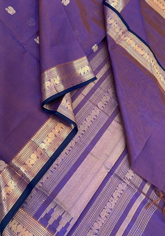 Kanchi Silk Cotton Sarees | luxury silk cotton | small border  X rich pallu   | lavender 🪻