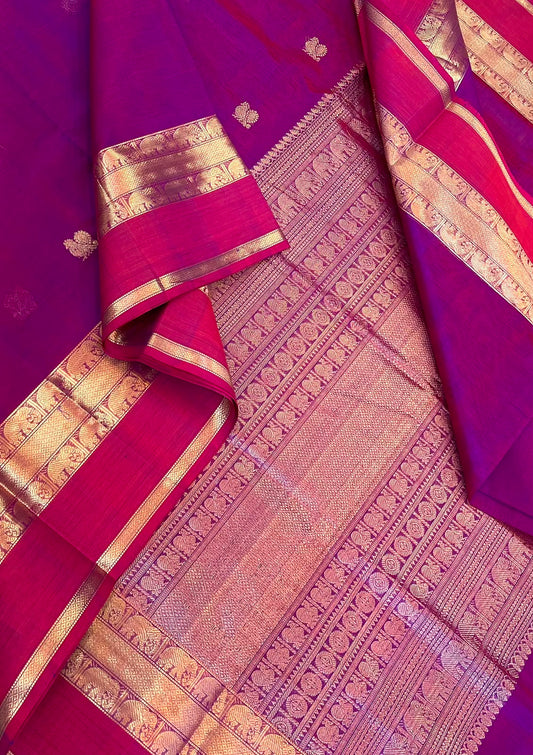 Kanchi Silk Cotton Sarees | luxury silk cotton | mayil motif x yaanai border | vadamalli X pink