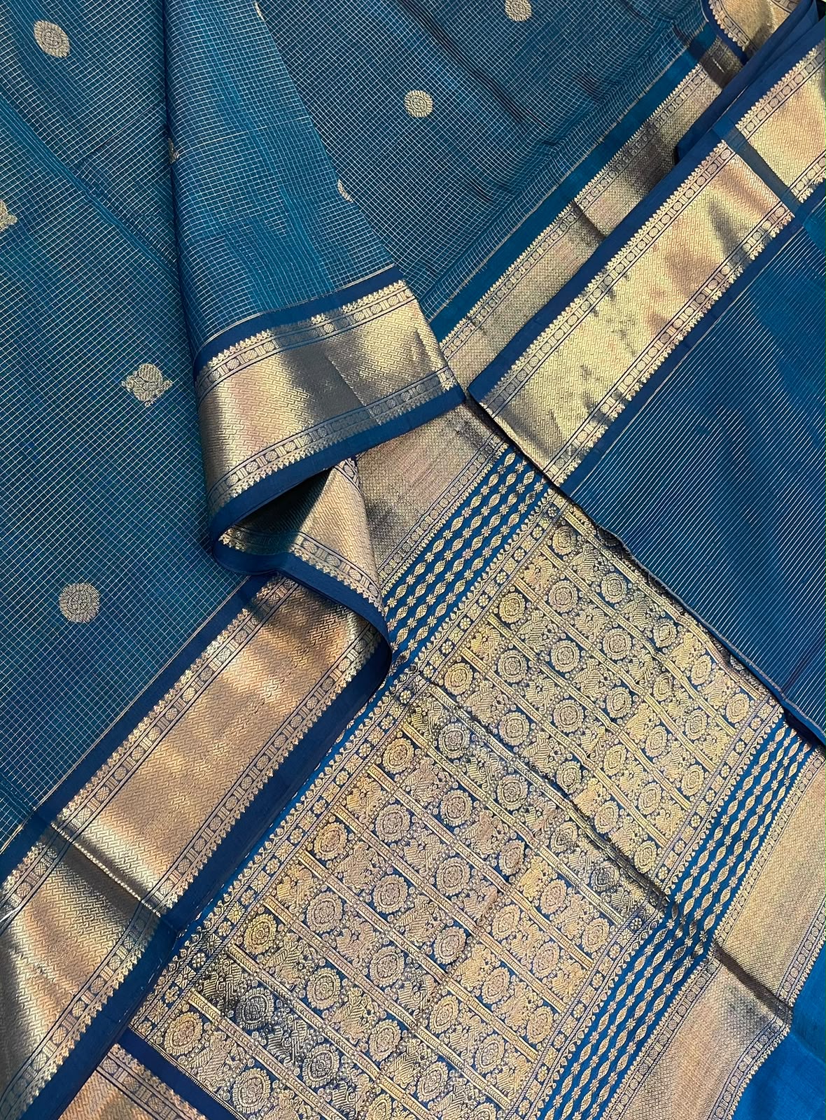 Kanchi Silk Cotton Sarees | luxury silk cotton | vairaoosi muthukattam x  blue 🔵 x gold| mayil X chakram | NKV37