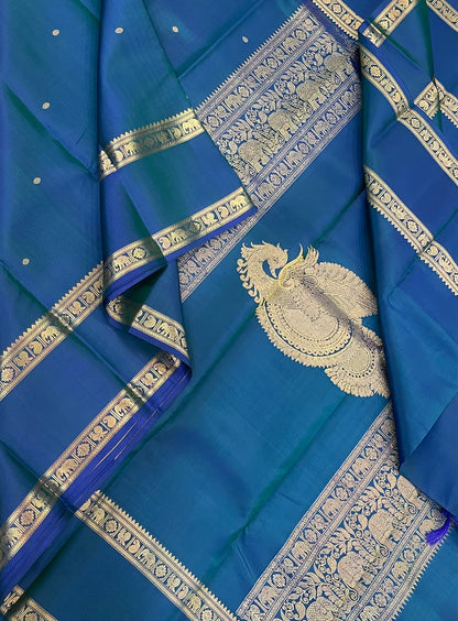 Pure Kanjivarams | peacock blue 💙 x thogai mayil pallu