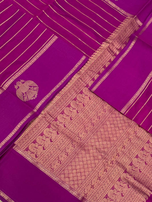 Kanchi Silk Cotton Sarees | veldhari x eruthalapakshi |  hot pink  X gold X yhazli | NKV31