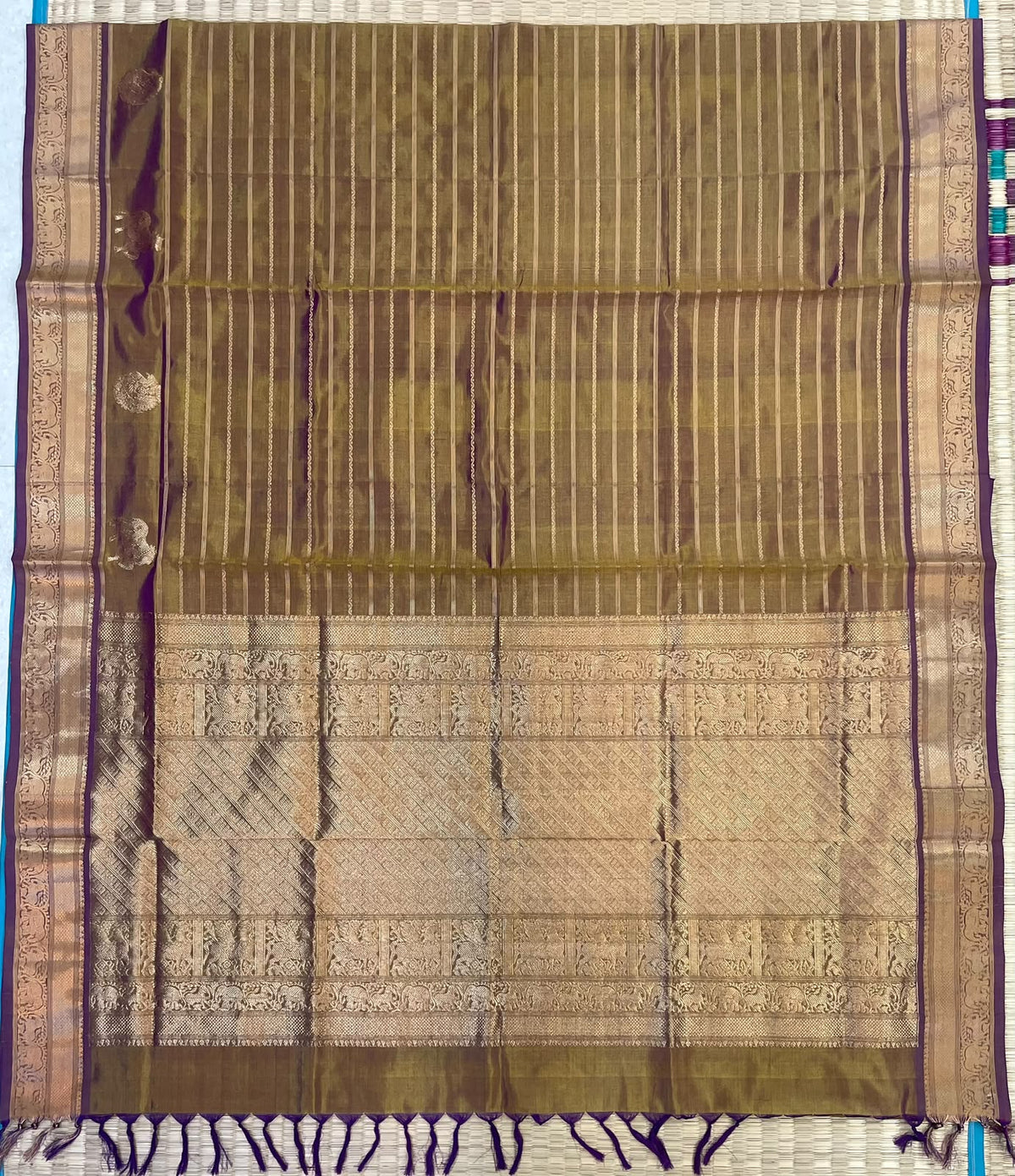 Kanchi Silk Cotton Sarees | luxury silk cotton | veldhari x pichwai x small border | mehendi green