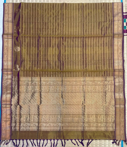 Kanchi Silk Cotton Sarees | luxury silk cotton | veldhari x pichwai x small border | mehendi green