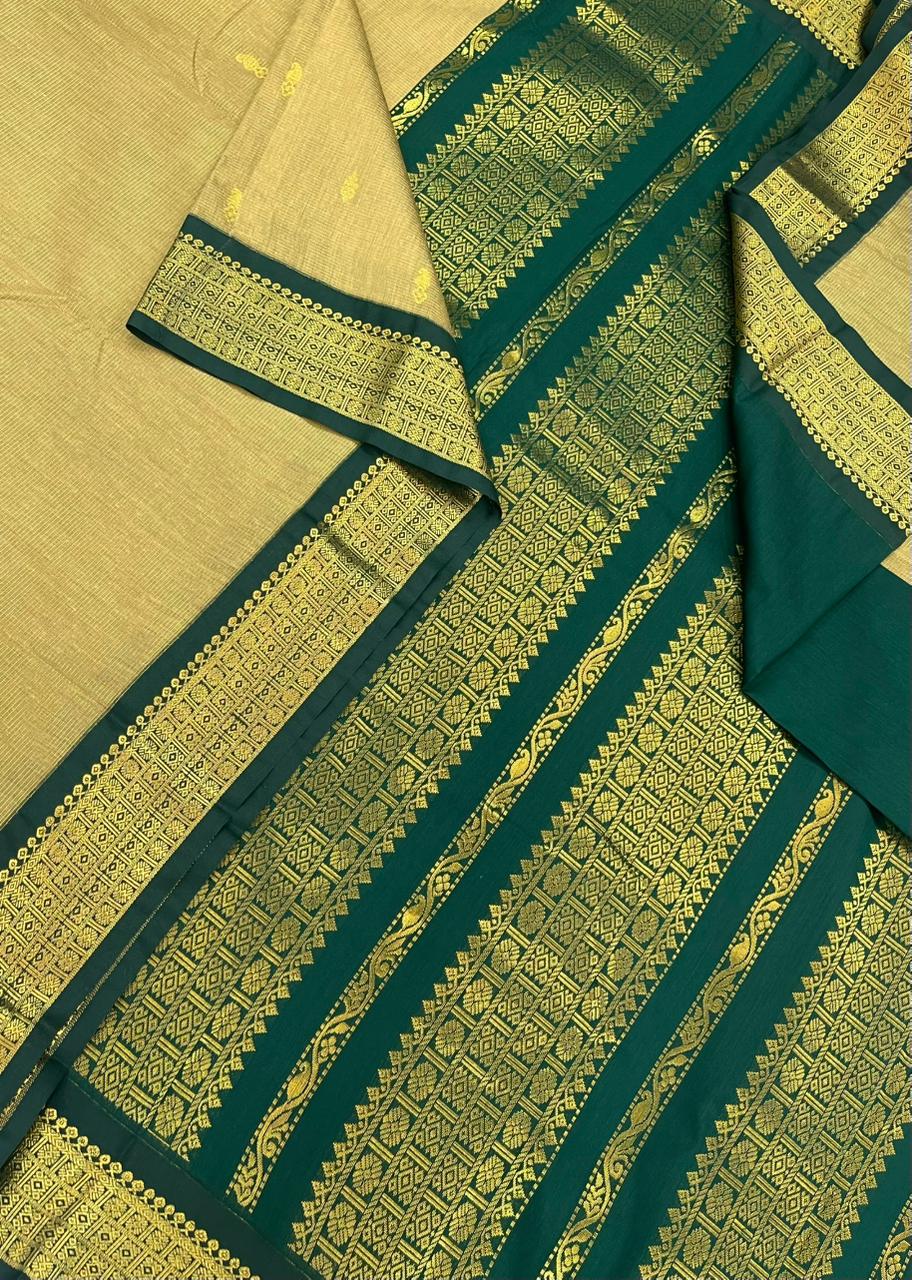 Semi Silk soft Cotton Sarees | vairaoosi X  butta x zari border | pastel yellow x green | NKV11