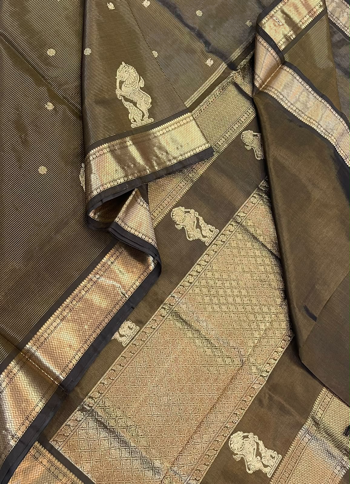 Kanchi Silk Cotton Sarees | silk cotton | VAIRAOOSI X bavanchi border x yhazli | mehendi green | NKV37