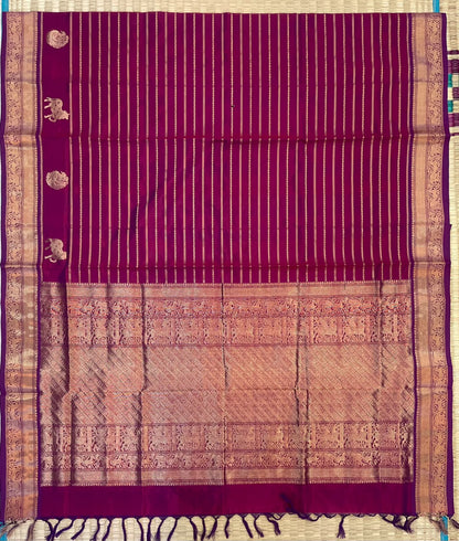 Kanchi Silk Cotton Sarees | luxury silk cotton | veldhari x pichwai x small border | burgundy