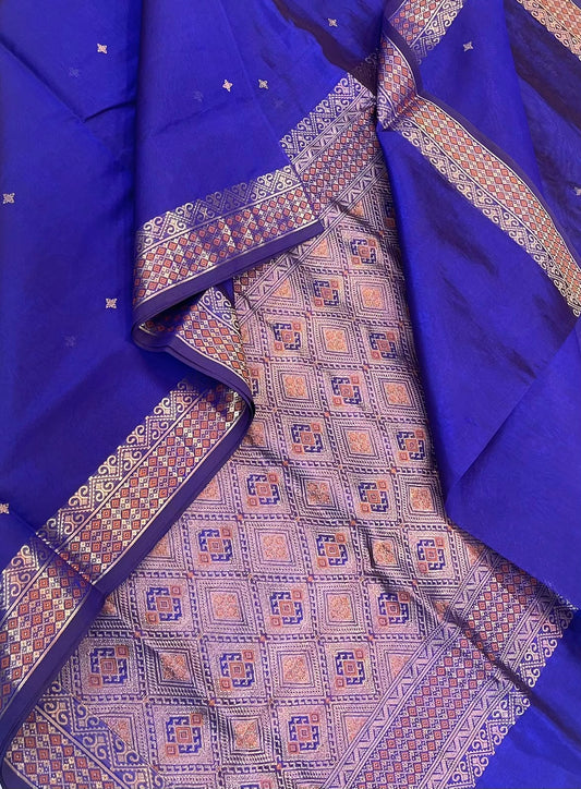 Kanchi Silk Cotton Sarees | small zari meena border x rich meena pallu | violet