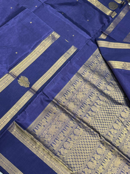 Kanchi Silk Cotton Sarees | luxury silk cotton | tiny butti X rettaipet border x mayil  | bluish lavendar