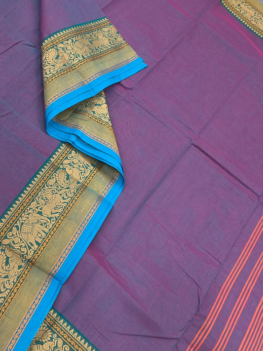 Kanchi soft cotton | lavender x blue|  thread border