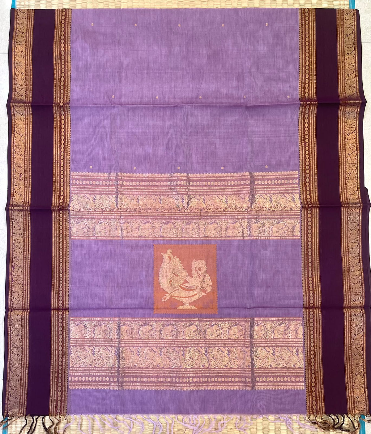 Kanchi Silk Cotton Sarees | rettaipet border X rich kalaimagal pallu | pastel lavender 🪻 x burgundy