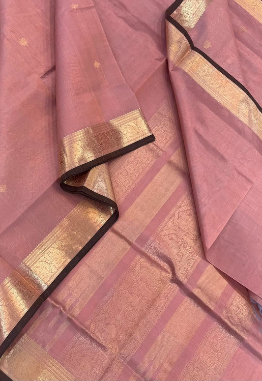 Kanchi Silk Cotton Sarees | luxury silk cotton | small border  X rich pallu   | pastel peach 🪷