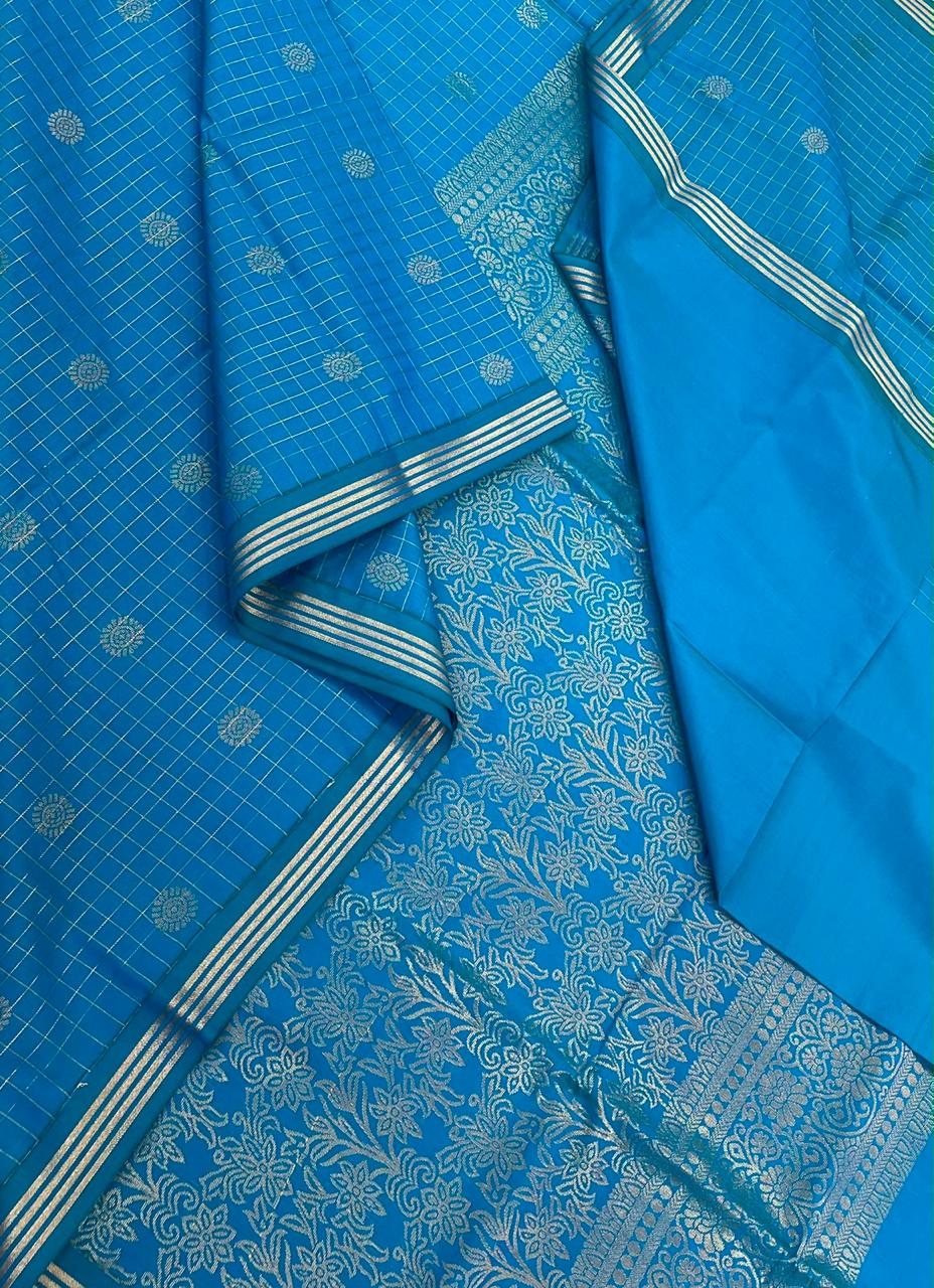 Vegan Silk Sarees Online | kamalam butta x muthukattam| blue