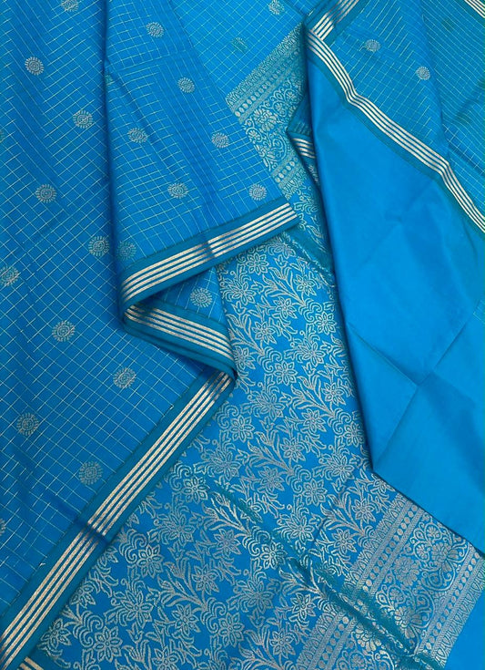 Vegan Silk Sarees Online | kamalam butta x muthukattam| blue