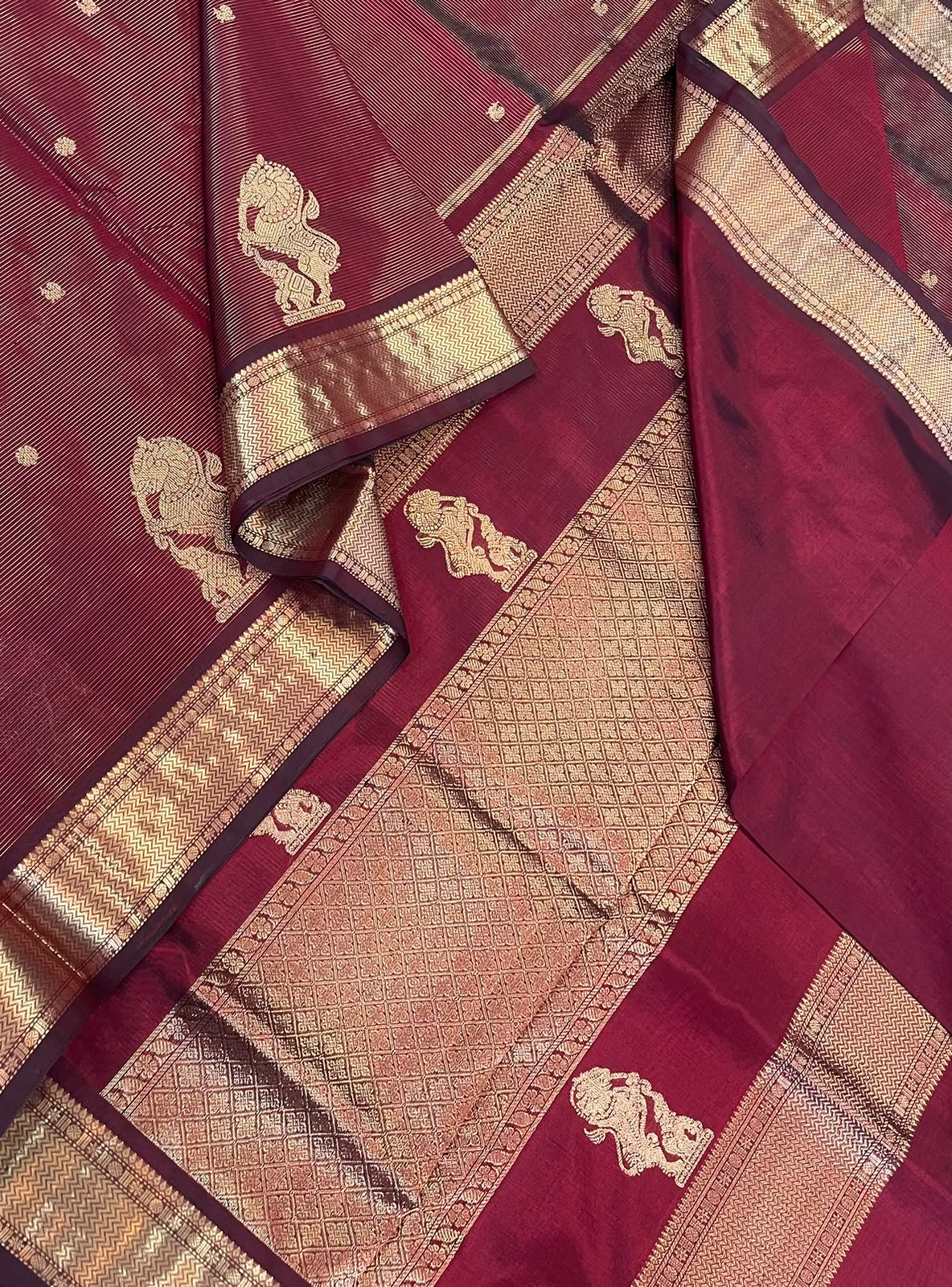 Kanchi Silk Cotton Sarees | silk cotton | VAIRAOOSI X bavanchi border x yhazli | marron | NKV37