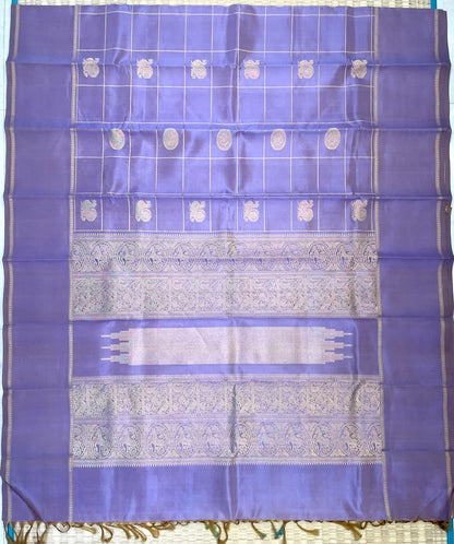 Kanchipuram Silk Saree Online | mayil chakram x pastel lavender 🪻 x gold | Handwoven luxury x 4 ply