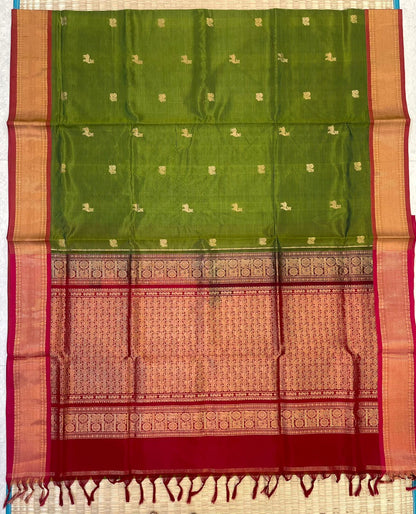 Kanchi Silk Cotton Sarees | silk cotton | VAIRAOOSI X rich border |  parrot 🦜 green x red | NKV37