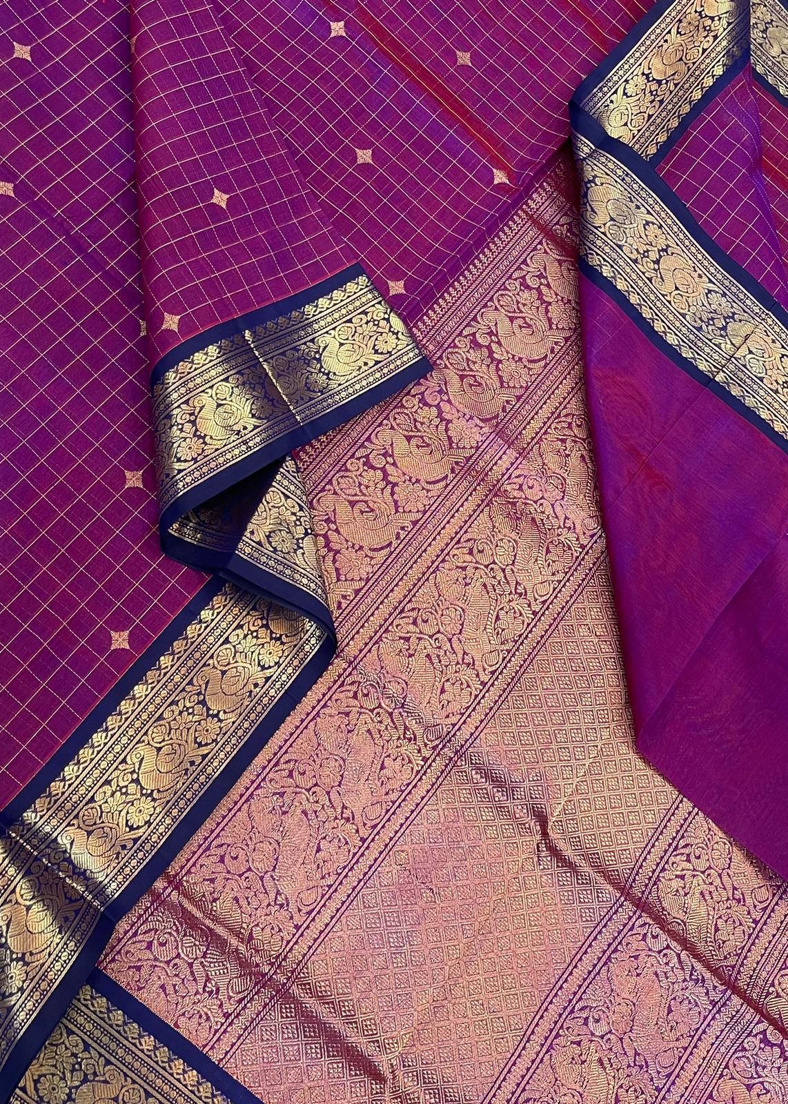 Kanchi Silk Cotton Sarees | rich zari border  x zari kattam motif   | vadamalli x  blue