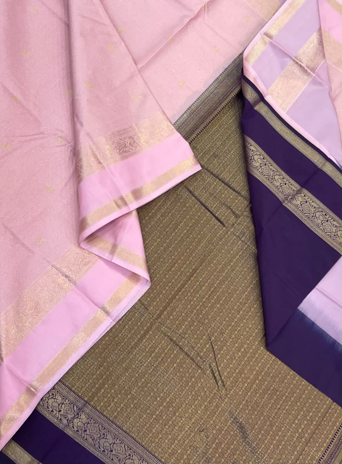 Vegan Silk Sarees Online | pastel pink 🩷 x violet | vairaoosi muthukattam