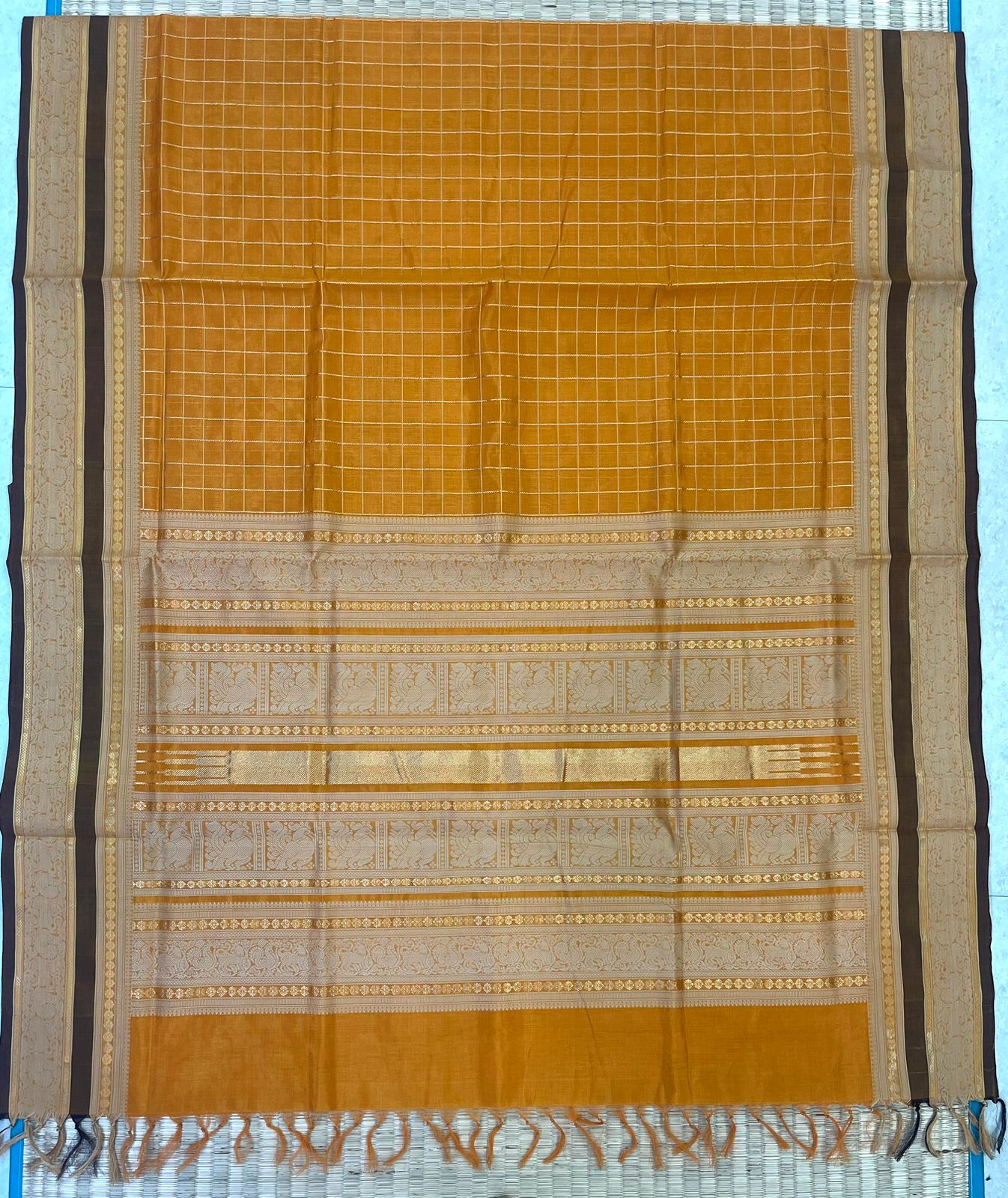 Kanchi Silk Cotton Sarees | thread border  x zari kattam | manjal