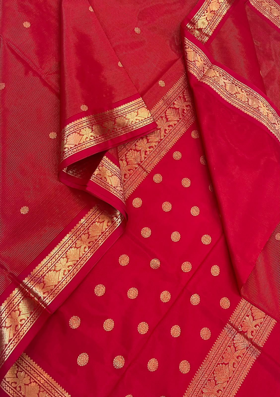 Kanchi Silk Cotton Sarees | silk cotton | VAIRAOOSI X tiny border |  red x gold | NKV37