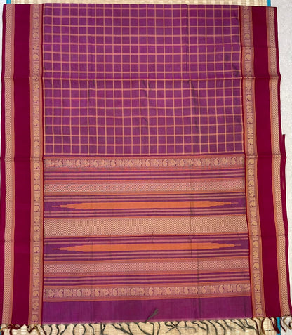 Kanchi Silk Cotton Sarees | rettaipet border  x thread kattam | two tone lavender pink