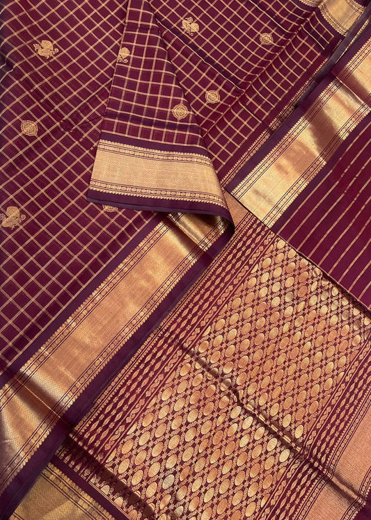 Kanchi Silk Cotton Sarees | luxury silk cotton | kattam X mayil chakram | aaraku X gold NKV37