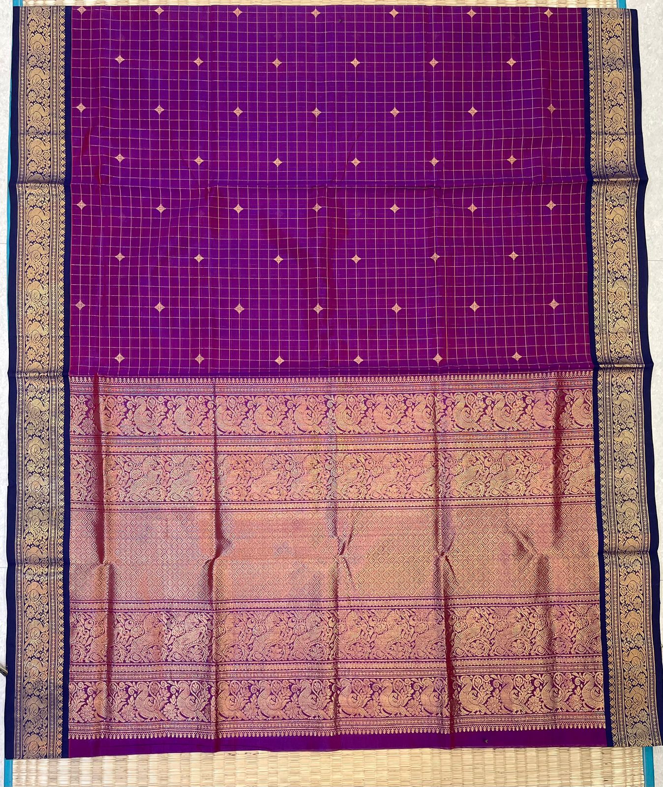 Kanchi Silk Cotton Sarees | rich zari border  x zari kattam motif   | vadamalli x  blue