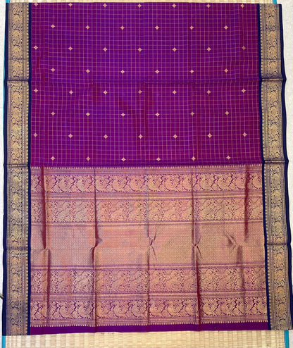 Kanchi Silk Cotton Sarees | rich zari border  x zari kattam motif   | vadamalli x  blue