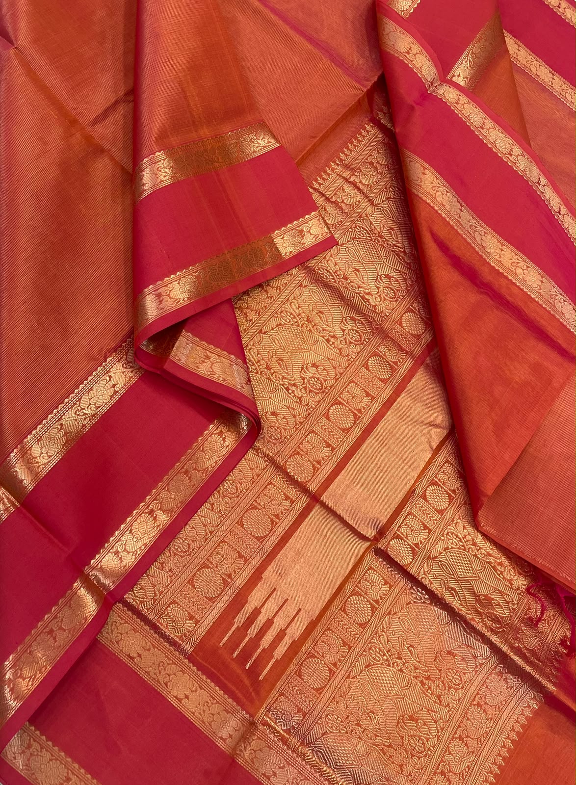 Kanchi Silk Cotton Sarees | luxury tissue silk cotton | intricate VAIRAOOSI X rettaipet | orange x gold