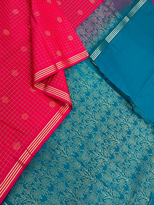Vegan Silk Sarees Online | kamalam butta x muthukattam| pink x teal