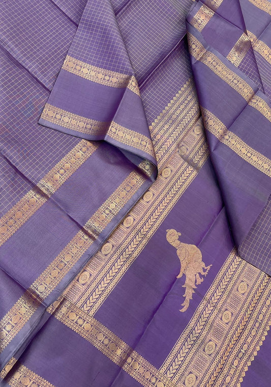 Pure Kanjivarams | twotone pastel lavender X gold | muthukattam X rettaipet master weave killi pallu