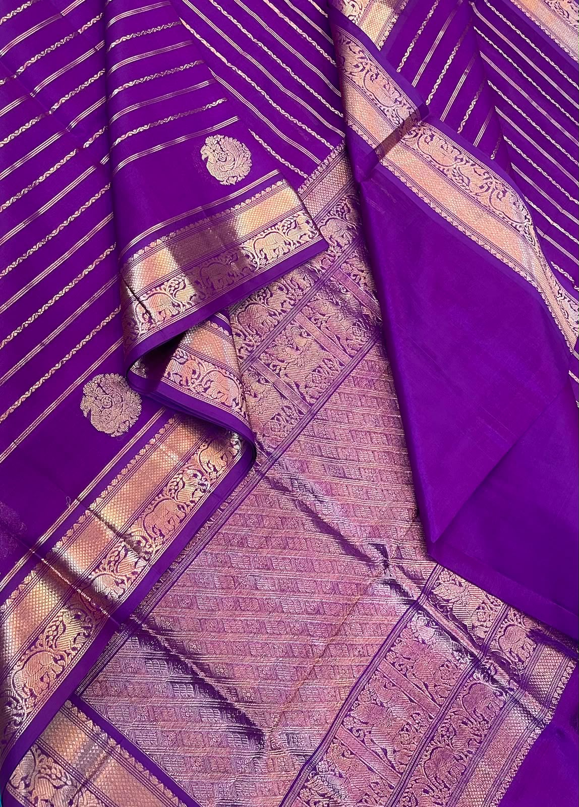 Kanchi Silk Cotton Sarees | luxury silk cotton | veldhari X Mayil x pichwai cow| electric violet NKV37