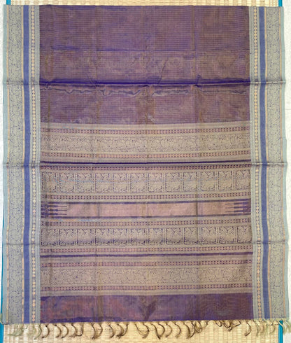 Kanchi tissue Silk Cotton Sarees | rettaipet zari woven border  x tissue body   | lavender 🪻 X blue