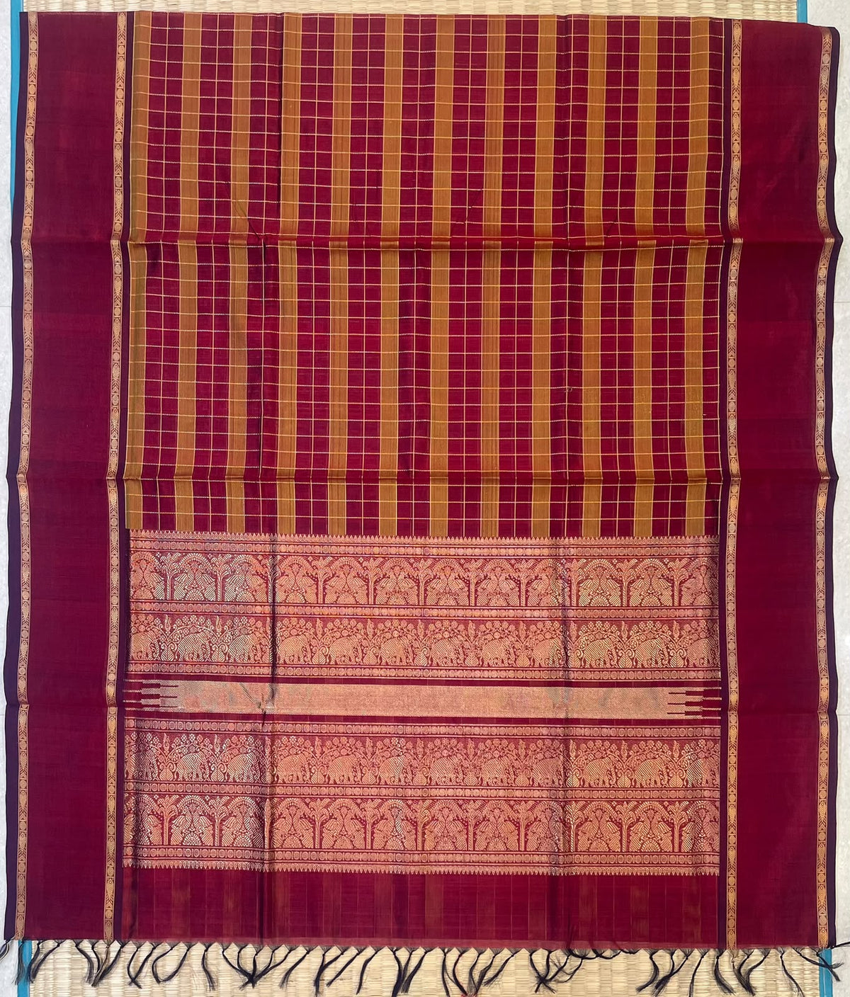 Kanchi Silk Cotton Sarees | zari kattam X rich zari  pallu X zari rettaipet border | Araku x mustard