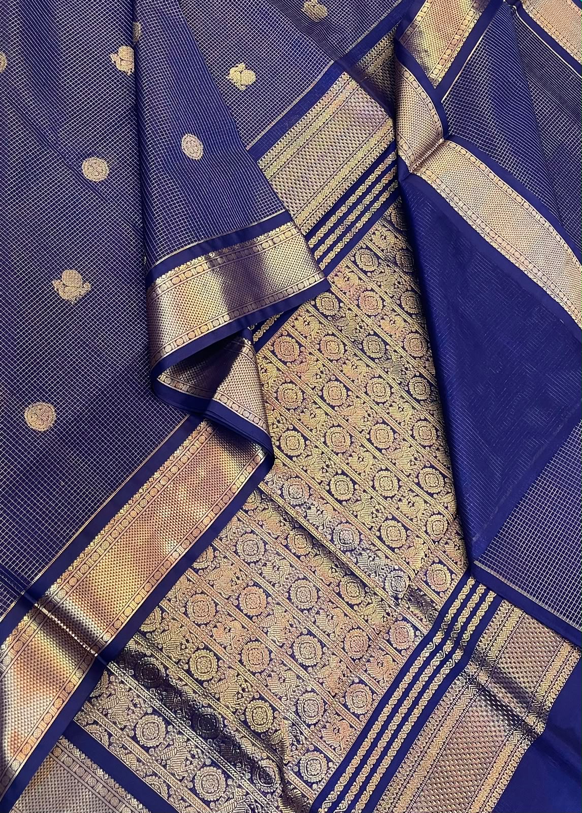 Kanchi Silk Cotton Sarees | mayil zari border  x muthukattam x mayil chakram | MS BLUE