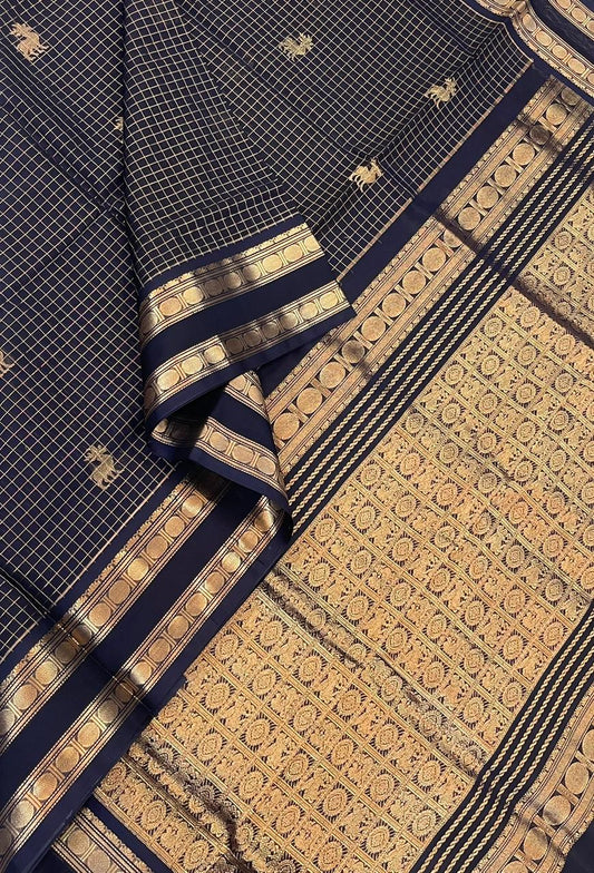 Kanchi Silk Cotton Sarees | luxury silk cotton | muthukattam x maan  | black NKV37