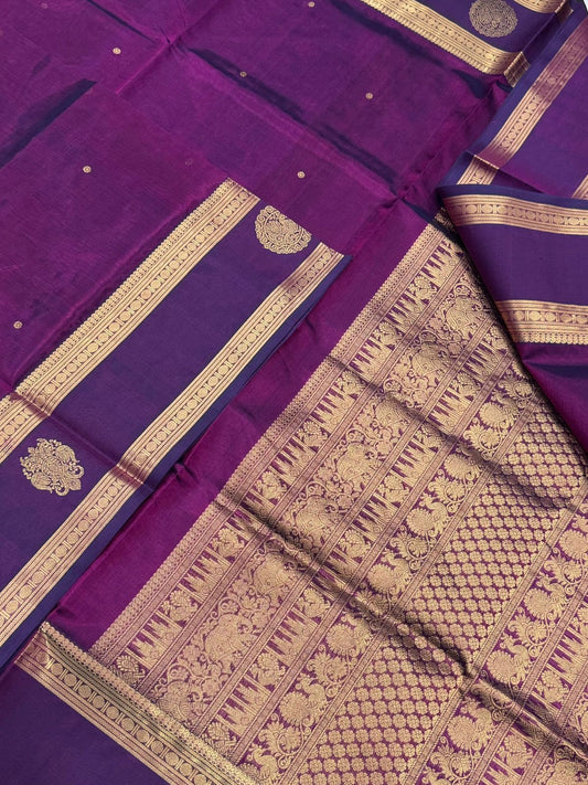 Kanchi Silk Cotton Sarees | luxury silk cotton | tiny butti X rettaipet border x mayil  |  magenta