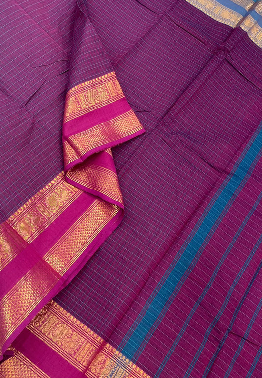 Kanchi soft cotton |rich rettaipet zari border x ganga jamuna | vadamalli x pink