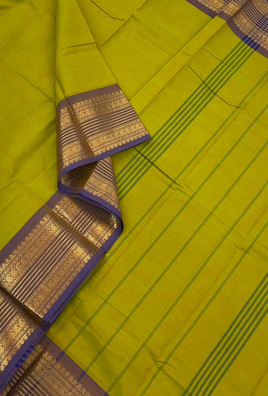 Kanchi soft cotton | green x violet |  zari border