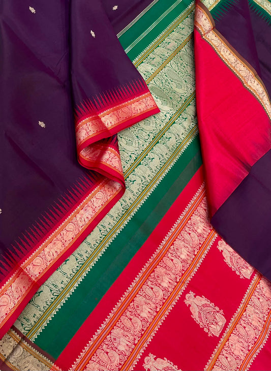 Pure Kanjivarams | zero zari | tiny border |aaraku x red x gesn | Handwoven luxury x 4 ply master weave | NKV35